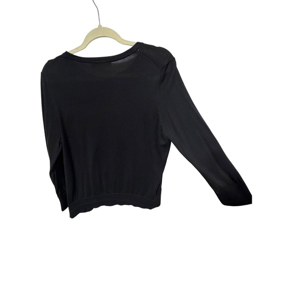 LOFT Black 100% Cotton Button Front Cardigan Lightweight Classic Minimalist XL - Picture 7 of 8